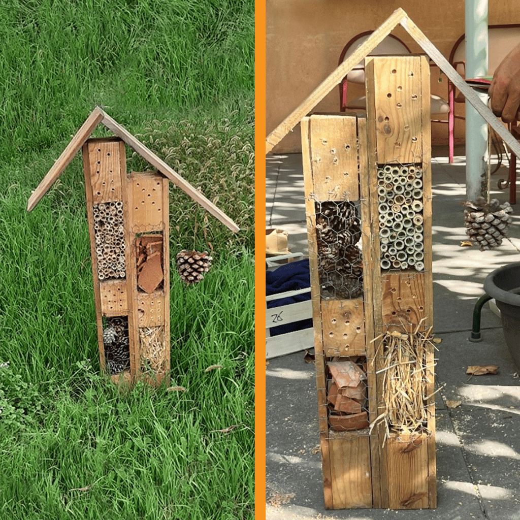 Hôtels à insecte fabriqués par les résidents des Résidence Fanfonne Guillierme d'Aimargues & La Régordane de La Calmette